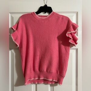 Pink Ruffle Sleeve Sweater